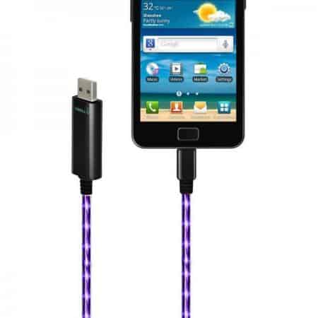 Cable USB VISIBLE GREEN iluminado con conector micro USB